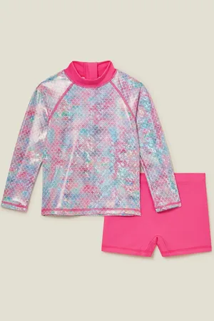 Accessorize Girls Mermaid Rash Vest Swim Set122128cm