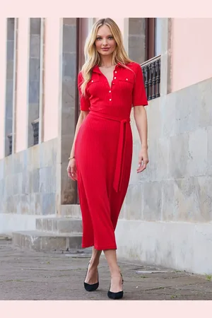 Sosandar Premium Ribbed Polo Collar Midi Dress34
