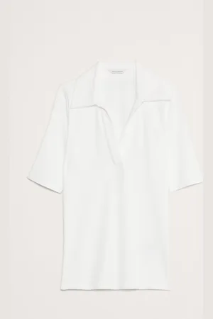 Banana Republic Ribbed Elbow-Sleeve Polo ShirtLarge