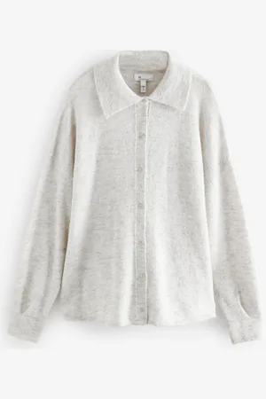 Next Premium Soft Touch Collared Button Down Knitted Shirt with AlpacaM Reg