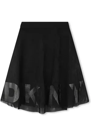DKNY Two Layer Mesh Logo Mid Length Black Midi Skirt14 Jaar (164cm)