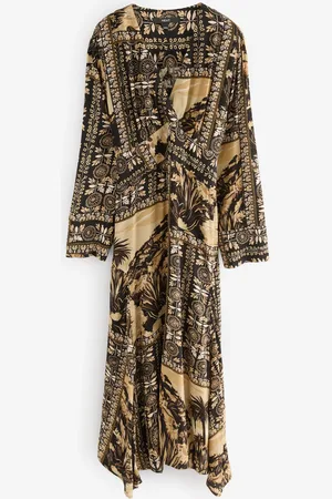 Next Long Sleeve Tie Waist Asymetric Midi Dress42