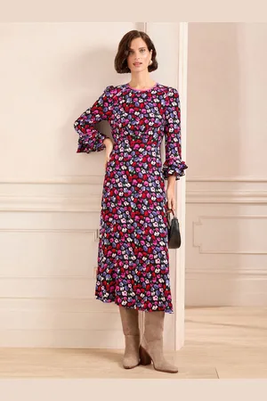 Love & Roses Ruffle Sleeve Midi Dress40