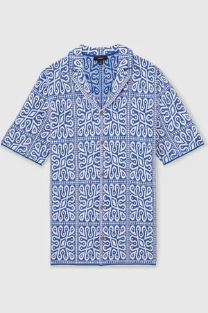 Reiss River Tile Pattern Knit ShirtX-Small