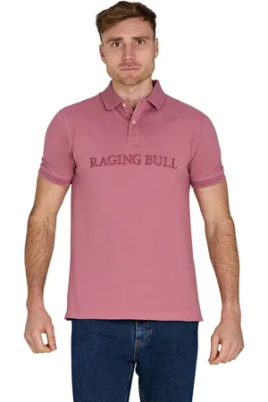 Raging Bull Pink 100% Cotton Tonal Embroidered Pique Polo ShirtX-large
