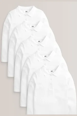 Next Verpakking van 5 100% katoenen schoolpoloshirts met lange mouwen (3-16 jr)13 Jaar (158cm)