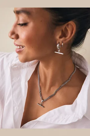 Next Stainless Steel T-Bar NecklaceEén