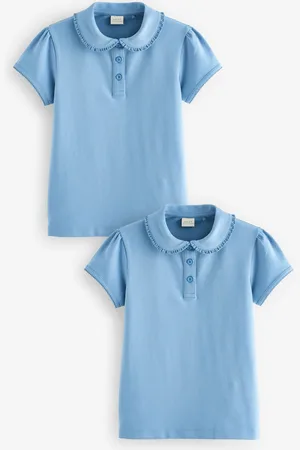 Next Verpakking van 2 katoenen stretchy schoolpolotops met kraag en ruches (3-16 jr)8 Jaar (128 cm)
