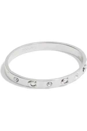 Coach Silver Tone Signature Stone Bangle Boxed BraceletEén