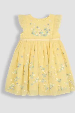 JoJo Maman Bébé Print Ruffle Front Embroidered Tulle Party Dress110116cm
