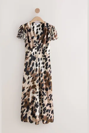 Next Maxi-jurk met fladdermouwen, V-hals en strikceintuurEU 46 (UK 18)
