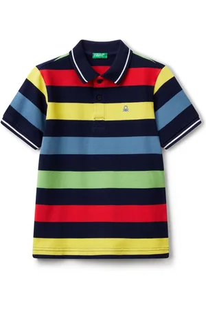 Benetton Boys Pique Stripe 100% Cotton Polo Shirt7