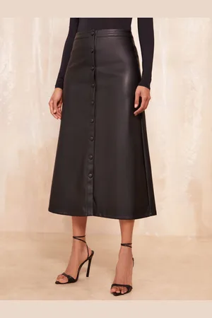 Friends Like These Imitatieleren midirok met knopen44