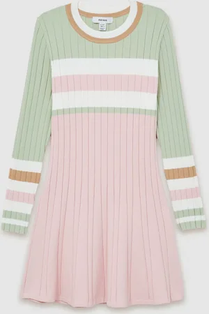 Reiss Polly Colour-Block Rib-Knit Skater Dress13