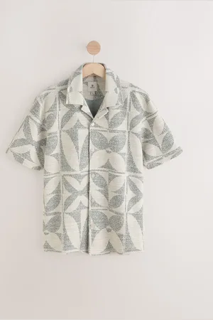 Next Jersey met textuur, korte mouwen en Cubaanse kraagMedium