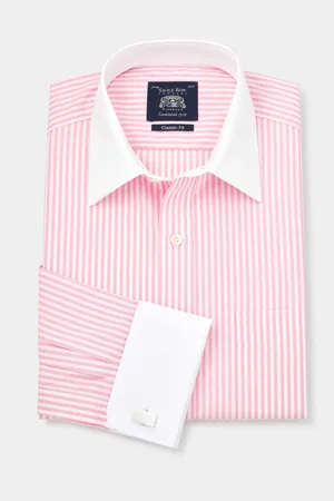 SAVILE ROW Klassieke pasvorm 100% katoenen gestreept overhemd met dubbele manchetten51 cm R (UK 20 R)