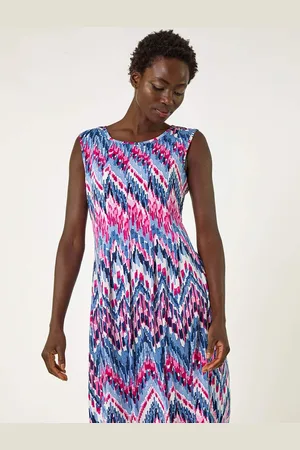 Roman Abstract Print Panelled Midi Dress38