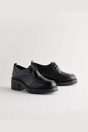Next Forever Comfort Leather Chunky Cleat Lace Up Heel LoafersEU 38 (UK 5)