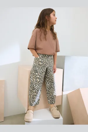Next Leopard Print 100% Cotton Barrel Jeans (3-16yrs)166168cm