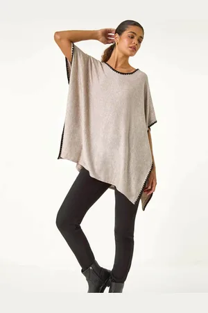 Roman Blanket Stitch Knit PonchoS-M