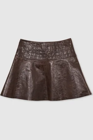 Reiss Charlie Leather Flared Mini Skirt32