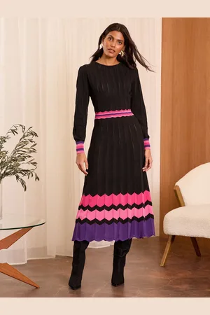Love & Roses Fine Gauge Pleated Midi Knitted Dress38