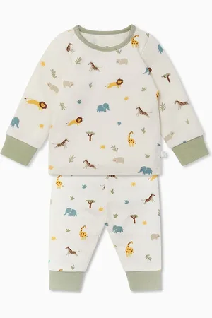 Mori Cream Safari Print Cotton & Bamboo Zip Up Pyjama Set1.5