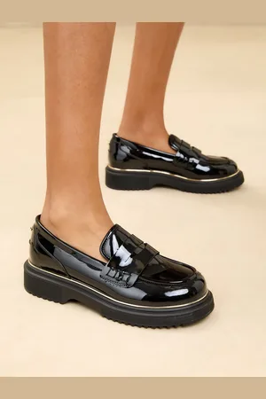 Lipsy London Patent Faux Leather Chunky Rand Loafer School ShoesEU 29 G (UK 11)