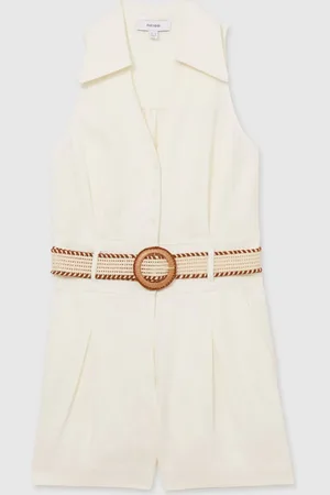 Reiss Anjie 100% Linen Collar Playsuit42