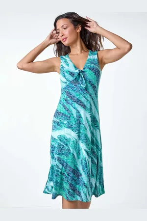 Roman Burnout Abstract Knot Front Stretch Dress42