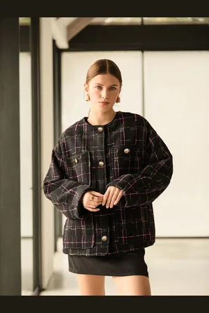 Next Checked Collarless Jacket44