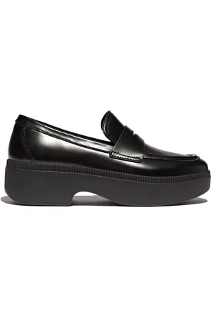 FitFlop F-Luma Box Leather Demi Wedge Penny Black LoafersEU 41 (UK 7)
