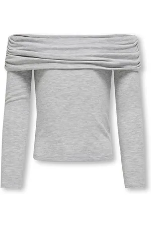 ONLY Grey Long Sleeve Off Shoulder Bardot Top146152cm