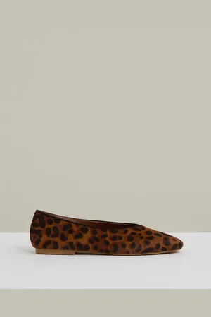 Reiss Amelia Leather Leopard Print Ballet Flatseu42
