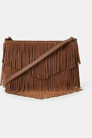Accessorize Suede Fringe Crossbody BagEén