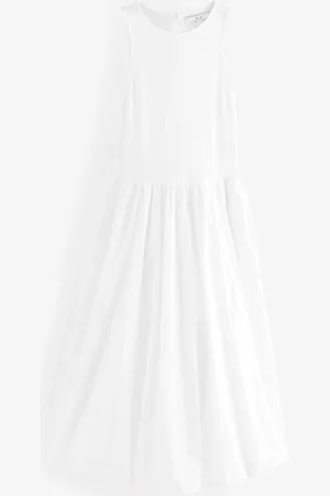 Next Sleeveless Racer Puffball 100% Cotton Midi Dress46tall
