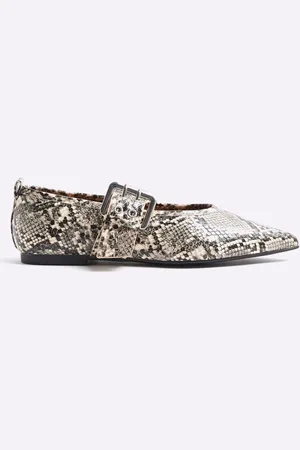 River Island Snake Print Pointed Buckle Mary Jane Shoeseu38