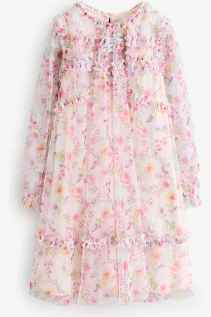 Next Long Sleeve Mesh Ruffle Occasion Dress (3-16yrs)9 Jaar (134cm)