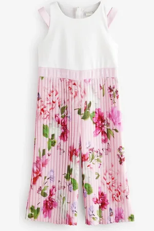 Ted Baker Pink Pleated Leg Floral Print Jumpsuit7 Jaar (122cm)