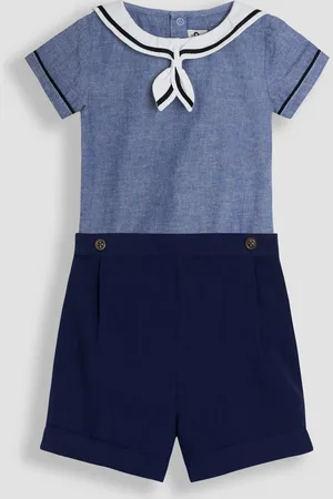 JoJo Maman Bébé 100% Cotton Sailor Collar Body & Shorts Set 2 Piece6268cm