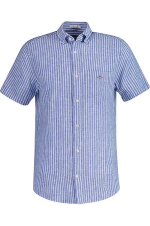 GANT Regular Fit Short Sleeve Striped 100% Cotton Linen ShirtM
