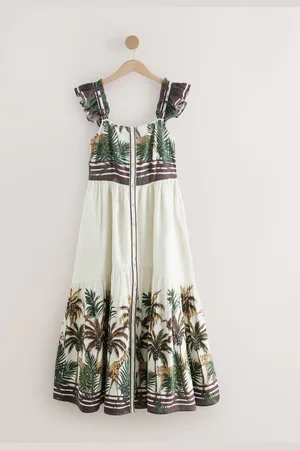 Next Flutter Sleeve Tie Back Tiered Maxi Boho DressEU 54 (UK 26)