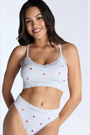 Boux Avenue Floral Embroidered Bralette And Thongs Setmedium
