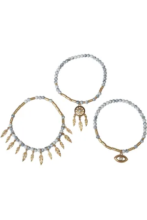 Bibi Bijoux Gold Tone Dreamcatcher Beaded Bracelet Seteen