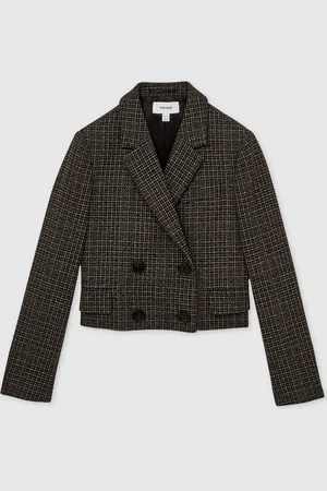 Reiss Vienna Double-Breasted Tweed Cropped Blazer38