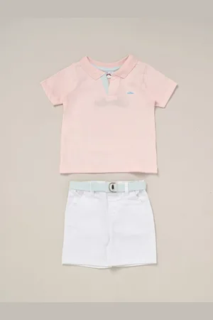 Little Gent White Polo Shirt and Belted Shorts Outfit Set8086cm