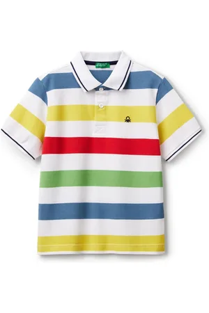 Benetton Boys Pique Stripe 100% Cotton Polo Shirt140146cm