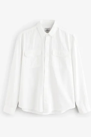 Next Katoen Tencel mix overhemd met lange mouwenXXL