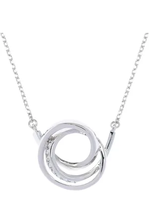 Karen Millen Silver Tone Crystal Ribbon Pendant Necklaceeen