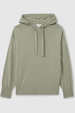Reiss Sammie Wool Blend Drawstring Hoodie with CashmereL